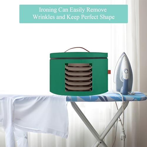 Samplife Hat Box,Hat Storage Box,Stackable Round Brim Hats Organizer Bag Container for Closet,Travel Hat Boxes for Women, Cowboy Hat Organizer, FoldableTravel Cap Boxes (08-Green, 16.5" D x 10.5" H) - Image 5