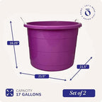 HOMZ Utility Tub, Storage Bucket with Rope Handles, 18 Gal, Purple, 2 Pack - Image 5