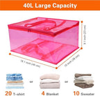 Vieshful Pink 40L Clear Clothes Storage Bag with Zipper 3 Pack - Image 2