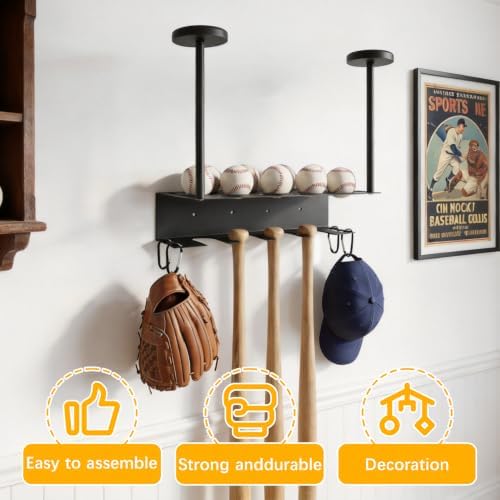 baseball bat rack - wall mounted holder - Batting Helmets rack - Image 2