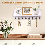 Key Holder for Wall, Mail Organizer Wall Mount with 8 Hooks Wooden Hanging Key Rack for Home Decor, Hallway, Entryway (Vintage White) - Image 6