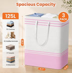 TranquilRelax 3-Pack Laundry Basket, Laundry Hamper, Pink-125L - Image 2