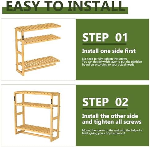 Galood Over The Toilet Storage Bathroom Shelves Wall Mounted 3 Tier Yellow - Image 6