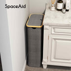 SpaceAid Slim Laundry Hamper with Lid, 65L Narrow Clothes Basket Bin with Bamboo Handles, Skinny Tall Collapsible Hamper for Bedroom, Bathroom, Dorm, Laundry Room - Grey - Image 6