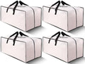 Cosy Family 4 Pack Heavy Duty Extra Large Moving Bags with Backpack Straps - Strong Handles & Zippers, Storage Totes For Space Saving, Fold Flat, Alternative to Moving Box (Set of 4, Clear) by Cosy+Family