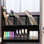 Full Length Mirror Jewelry Cabinet Organizer for Makeup and Jewelry, Lockable Door Wall-Mounted Jewelry Armoire with Shelves and Behind-the-Door Storage Rustic Brown - Image 2