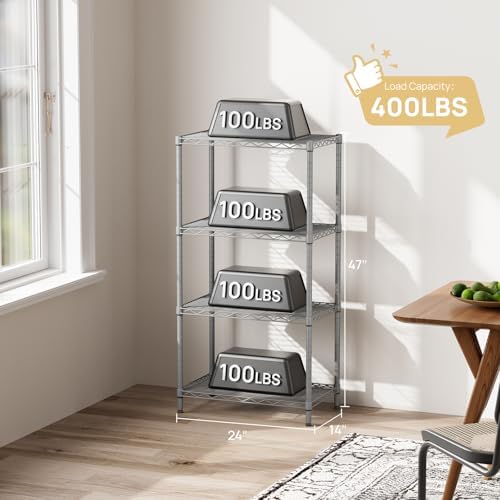 SINGAYE 4 Metal Shelves Wire Shelving Storage Shelf Adjustable Unit Pantry - Image 6