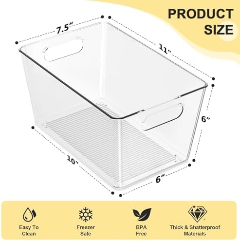 4 Pack Large Clear Plastic Storage Bins, Kitchen &Pantry Organizer - Image 2