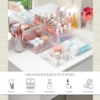 STORi SimpleSort 6-Piece Stackable Clear Drawer Organizer Set | 6" x 6" x 2" Square Trays | Small Makeup Vanity Storage Bins and Office Desk Drawer Dividers | Made in USA - Image 3