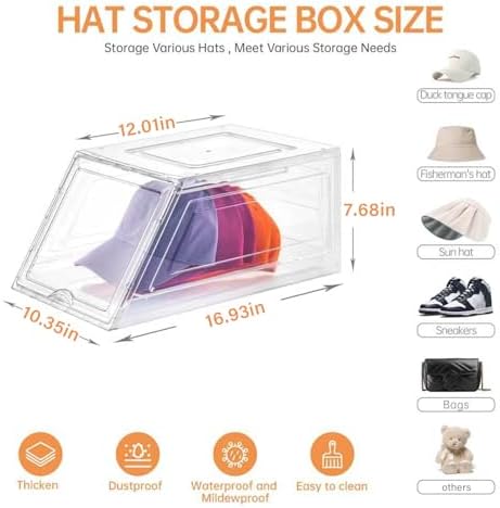 Stackable Clear Hat Organizer for Baseball Caps with Sliding Drawer - Image 2
