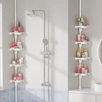 shuang qing 4-Tier Corner Shower Caddy Tension Pole Organizer, White - Image 5