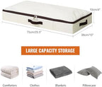 AMJ 4" Foldable Underbed Storage Closet Organizers and storage bins, Under Bed Garment Storage Bins, Folding & Washable, Soft Zip Lid, Beige - Image 2