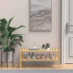 ROMGUAR CRAFT (Thick Bamboo Shoe Rack for Entryway, 2-Tier Free Standing Shoe Racks Stackable Shoe Rack Organizer for Hallway Closet Living Room 27 x12 x14 Inches - Image 2