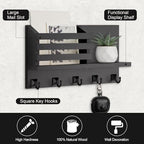 Key Holder Wall Mount, Mail Organizer for Wall with 5 Square Key Hooks - Image 2