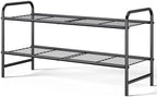 Kitsure Stainless Steel Shoe Rack Organizer, 25.6" Wide - 2 Tier, Black | Sturdy Shoe Rack for Closet and Entryway, Free Standing Shoe Shelf, Closet Organizers and Storage by Kitsure