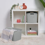Curver Set of 2 XL 30.5 L Jute Decorative Plastic Organization and Storage Baskets - Perfect Bins for Home Office, Closet Shelves, Kitchen Pantry and All Bedroom Essentials, Grey - Image 2