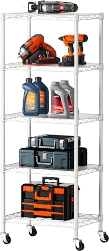 SINGAYE 5 Small Wire Shelves Kitchen Pantry Close Home Organizers and Storage Bathroom Shelf Laundry Room Organization Adjustable Book Metal Garage Shelving Unit by SINGAYE