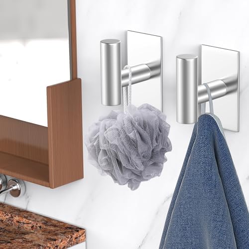 VAEHOLD Wall Towel Hooks, Heavy Duty Sticky Holder Waterproof Towel Hooks for Hanging Coat, Clothes, Closet Hook Wall Mount for Kitchen (Silver, 8 Pack) - Image 4