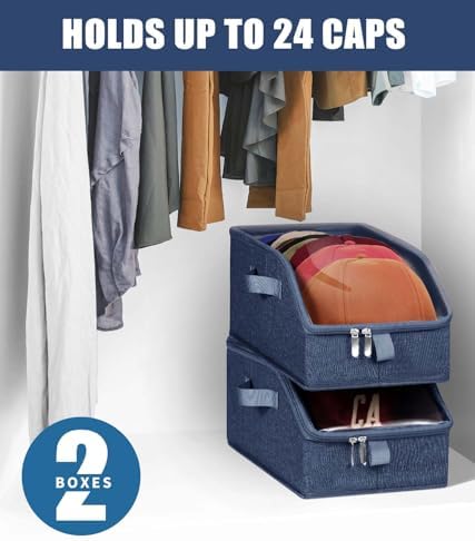 Livelab Hat Organizer for Baseball Caps, Hat Storage Boxes, Blue 2Pcs - Image 6