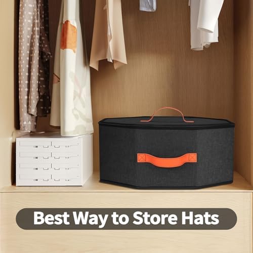 kushon Hat Storage Box for Women & Men, Hardboard Support Hat Boxes with 1 Door Hook Hat Organizer, Cowboy Hat Box for Travel, Hat Bag Hat Case (Black) - Image 5