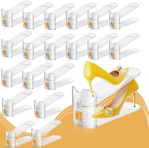 FENRUNXU Shoe Slots Organizer for Closet, Shoe Stacker Organizer Double Layer Stack Shoe Rack, Shoe Display Shelf 50% Space Saver Storage Holder for Closet, 20PACK by FENRUNXU