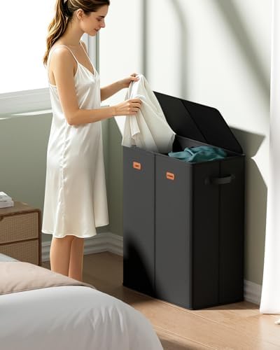 150L Double Laundry Hamper with Lid – 2-Section Clothes Hamper with Removable Bag for Bathroom, Bedroom, Laundry Room & Dorm - Image 2