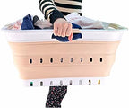 SAMMART 42L (11 gallon) Collapsible Plastic Laundry Basket - Foldable Pop Up Storage Container/Organizer - Portable Washing Tub - Space Saving Hamper/Basket (White/Latte) - Image 7
