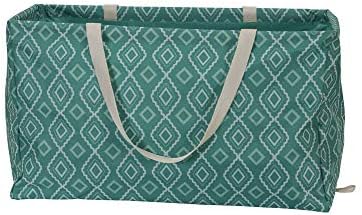 Household Essentials Rectangular Krush Container, All‑Purpose Utility Tote with Diamond Pattern, Teal by HouseholdEssentials