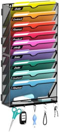 10-Tier Wall File Organizer with Hook, Hanging File Organizer Black by Unknown