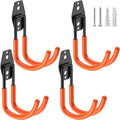 HUPBIPY Heavy Duty Garage Hooks 4 Pack, J Shaped Hanger, Wall Mounted Storage System, Power and Garden Tool Organizer, for Hanging Ladders, Bikes Tires, Hose, Bulk Items by HUPBIPY