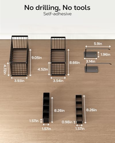 Nieifi Adhesive Cabinet Door Organizer, 5 Pack, Black - Image 5