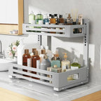2 Pack 17IN-Depth Under Sink Organizer,Pull Out Cabinet Organizer With Smooth Cylindrical Rail,Metal Slide Out Drawer for Kitchen Bathroom Laundry,8-Level Tool Free Height Adjustable-Gun Gray - Image 5