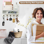 Key Holder Wall Mount with Mail Organizer, 5 Key Hooks, White - Image 3