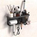 Hair Dryer Holder Wall Mounted Adhesive/Drilling, Hair Dryer Storage Organizer with Shelf & Hooks for Bathroom, Blow Dryer Holder, Hair Tool Organizer (Grey) by Unknown
