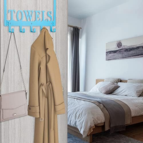 Kuhome Over The Door Towel Holder - Hooks & Rack for Bathroom, Robe & Beach Towels (Blue) - Image 4