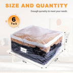 Clear Zippered Plastic Clothes Storage Bags, 6 Pack, White | Clear Storage Bags with Zipper Plastic Storage Bags for Clothes Sweaters Blankets Sheets, Size: 18 x 15 x 9 Inch - Image 2