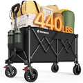 200L Wagons Carts Foldable with Wheels and Brakes for Camping Grocery by Raynesys