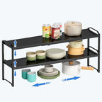 Metal Storage Shelves For Kitchen Pantry, Cabinet Shelf Organizer, Adjustable Height, Expandable Length, Stackable Design,50 LBS Load Capacity, For Dishes Spices Cans Plates Cans Bottles Cups Mugs by X-cosrack