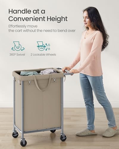 SONGMICS Laundry Basket with Wheels, 2-Section, 37.0 Gallons (140 L) - Image 7