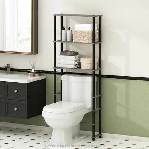 Furinno Turn-N-Tube Over The Toilet Storage, 3-Shelf Over The Toilet Organizer, Freestanding Space Saver Bathroom Shelf, for Bathroom Organizers and Storage, Grey Oak by Furinno-FitsYourSpaceFitsYourBudget