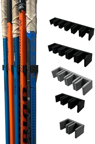 Wall Mount Hockey Stick Holder | Ice Hockey Stick Organizer (Black, 4 Stick Wall Mount) by Unknown