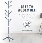 Haddockway Wooden Coat Rack Stand with 8 Hooks New Zealand Pine 3 Adjustable Coat Standing Tree Easy Assembly for Coats, Hats, Scarves and Handbags for Entryway, Hallway, Bedroom, Office - Image 4