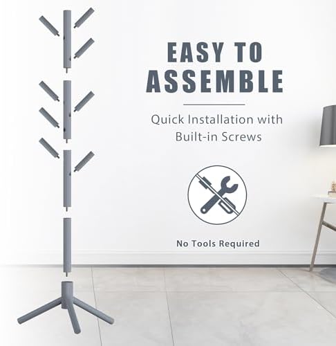 Haddockway Wooden Coat Rack Stand with 8 Hooks New Zealand Pine 3 Adjustable Coat Standing Tree Easy Assembly for Coats, Hats, Scarves and Handbags for Entryway, Hallway, Bedroom, Office - Image 4