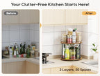 12.4" Lazy Susan Organizer 2 Tier, Rotating Spice Rack, Wooden Spinning Spice Holder for Inside Cabinet, Pantry, Kitchen, Countertop, Bathroom and Vanity, Versatile Storage - Image 2