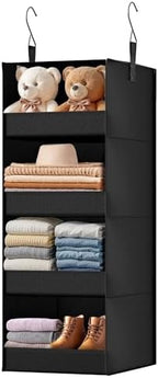 GRANNY SAYS 4-Shelf Hanging Organizer, Wall Mount, Fabric, 1-Pack | 44 lb Capacity, No-Sag Support, Keeps Clothes Neat, Folds Flat, Fits RV, Dorm & Small Closets by GRANNYSAYS