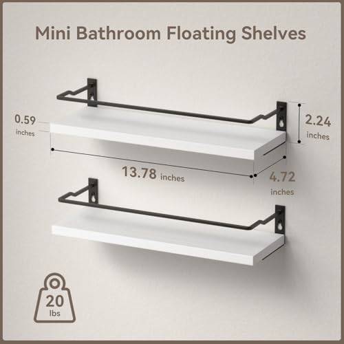 RICHER HOUSE Floating Shelves Bathroom, Small Wall Shelf Over Toilet 2 Set - Image 3