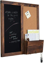 MyGift Rustic Dark Brown Wood Wall-Mounted Chalkboard with Cork Board, Mail Sorter, & Key Hooks - Image 7