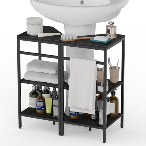 CADUKE Pedestal Sink Shelf, 2 Pack Under Sink Organizers and Storage, Black by CADUKE