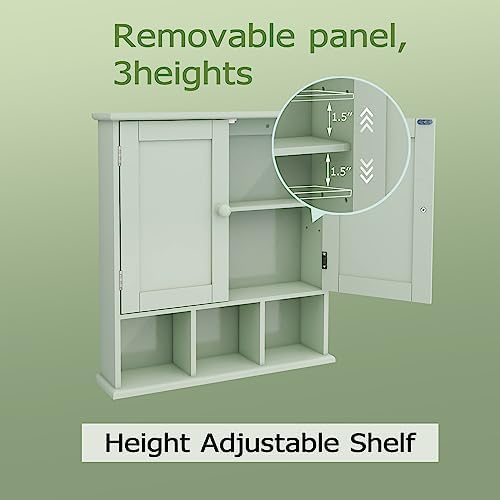TaoHFE Green Medicine Cabinet,Bathroom Wall Cabinet with 2 Door - Image 4