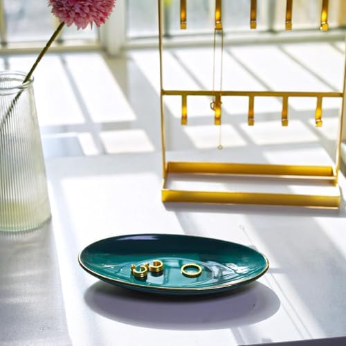 HANKOR Ceramic Key Bowl for Entryway Table, 7 x 4 Key Dish Tray Catch All Bowl, Small Decorative Bowl for Key Jewelry Ring, Green - Image 2